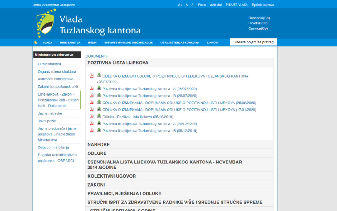 Ministarstvo zdravstva Vlade Tuzlanskog kantona
