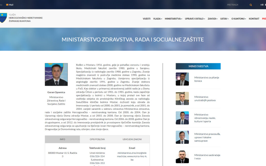 Ministarstvo zdravstva, rada i socijalne zaštite Vlade Hercegovačko-neretvanske županije/kantona